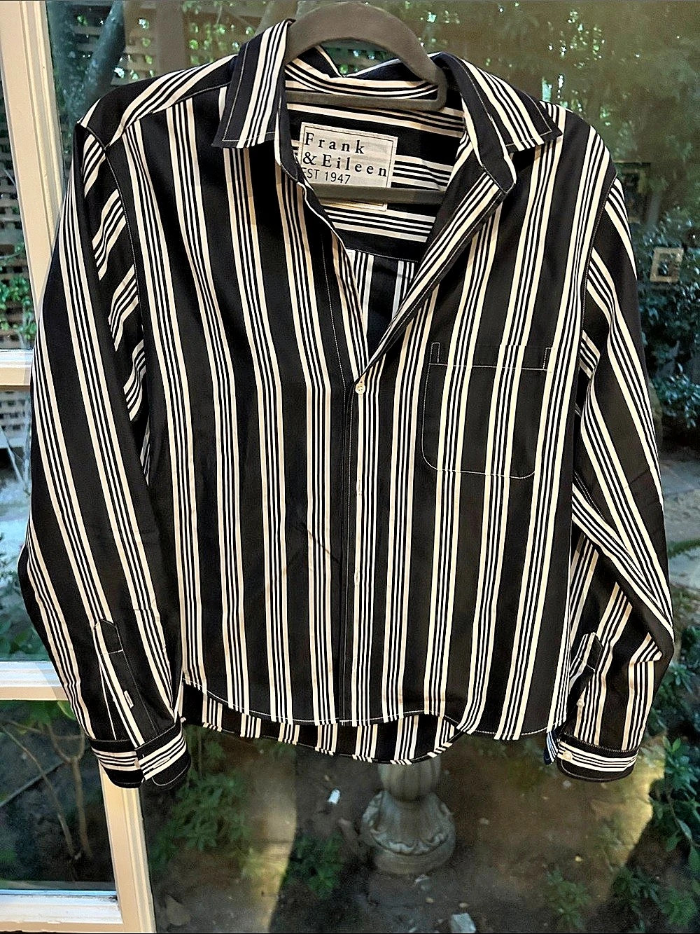 Frank & Eileen Striped Shirt Black & White Size Small worn once